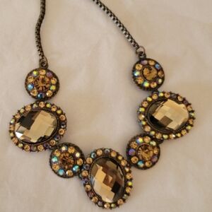 Elegant Bronze Gold and Multicolor Statement Necklace